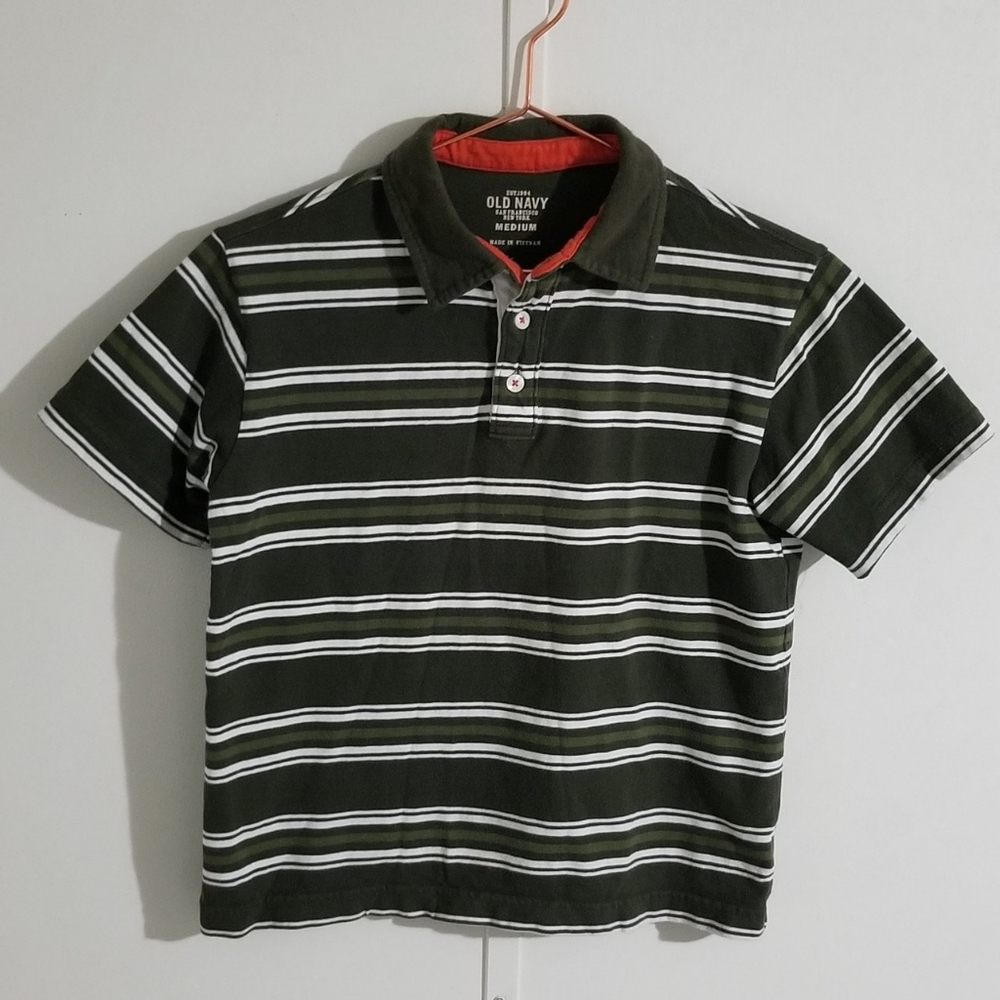 Old Navy Olive Striped Polo Shirt